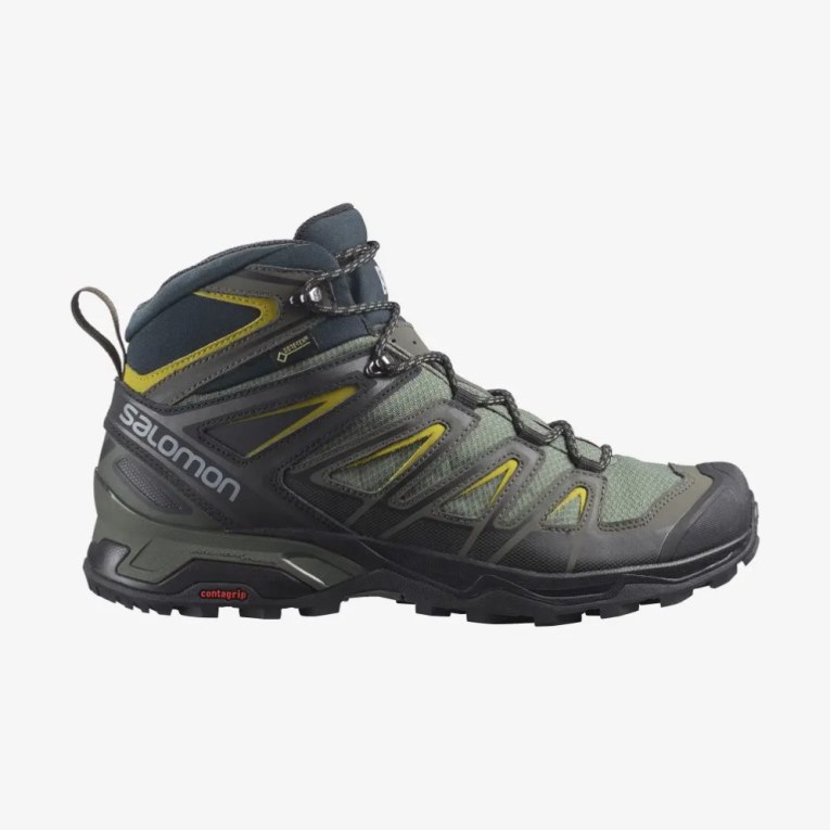 Botas Caminhada Salomon X Ultra 3 Wide Mid GTX Masculino Verde Oliva | PT O60835